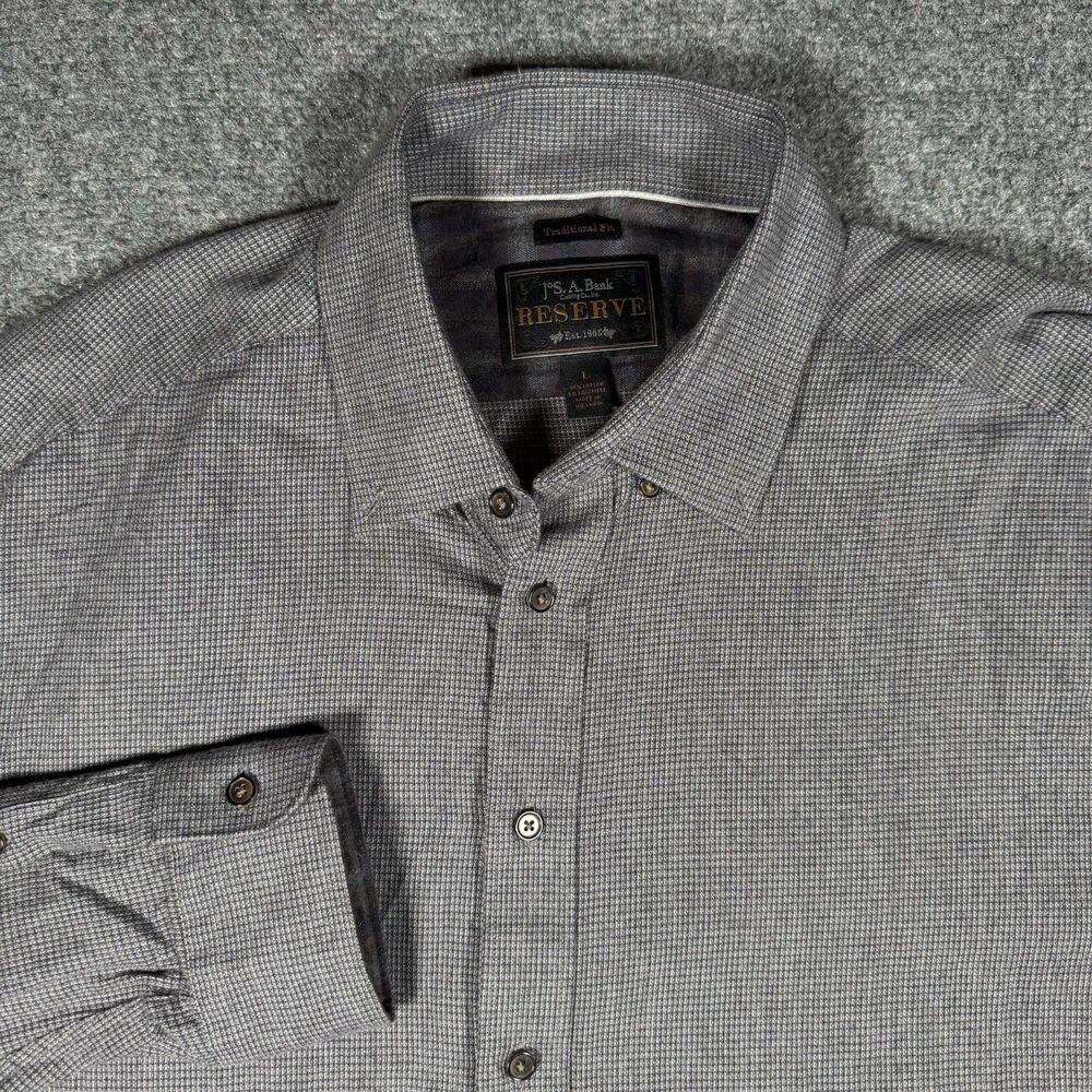 Jos. A. Bank Reserve Traditional Fit Cashmere Blend Gray Long Sleeve Shirt Large